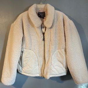 Cream Anthropologie fleece jacket size L NEW with tags